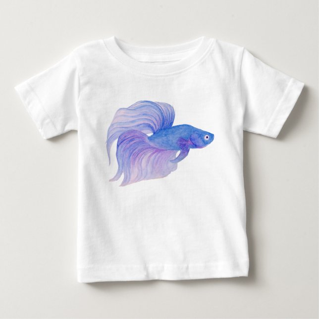 Camiseta De Bebé Blue Betta Fish Watercolor (Anverso)