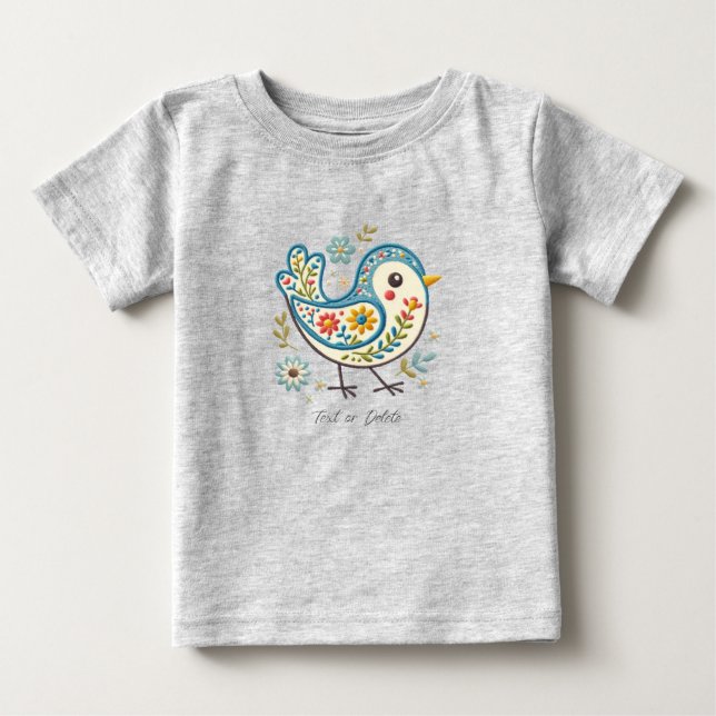 Camiseta de bebé Blue Bird Floral (Anverso)