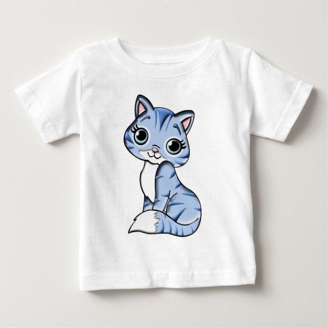 Camiseta De Bebé Blue cat feline animal (Anverso)
