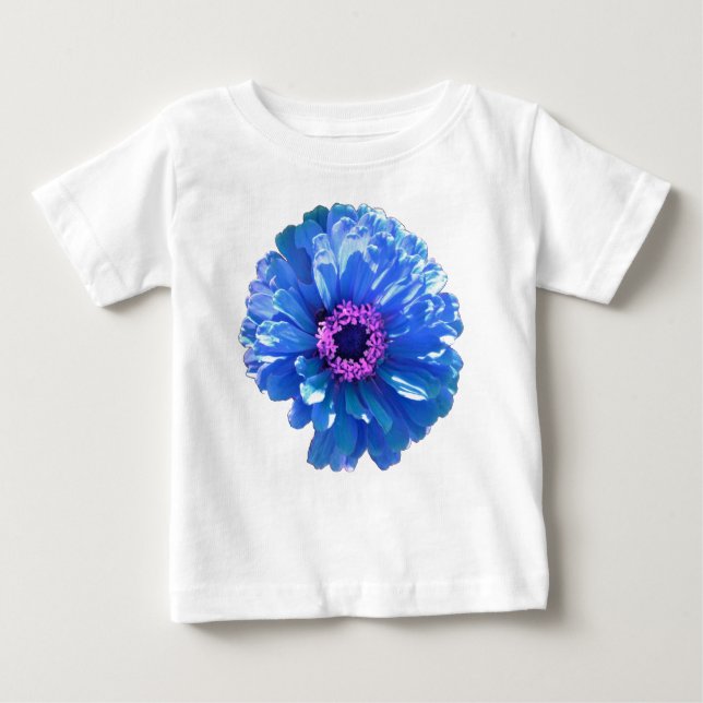 Camiseta De Bebé Blue Daisy, foto floral azul (Anverso)