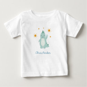 Camiseta De Bebé Blue Dinosaur Twinkle Star Boy