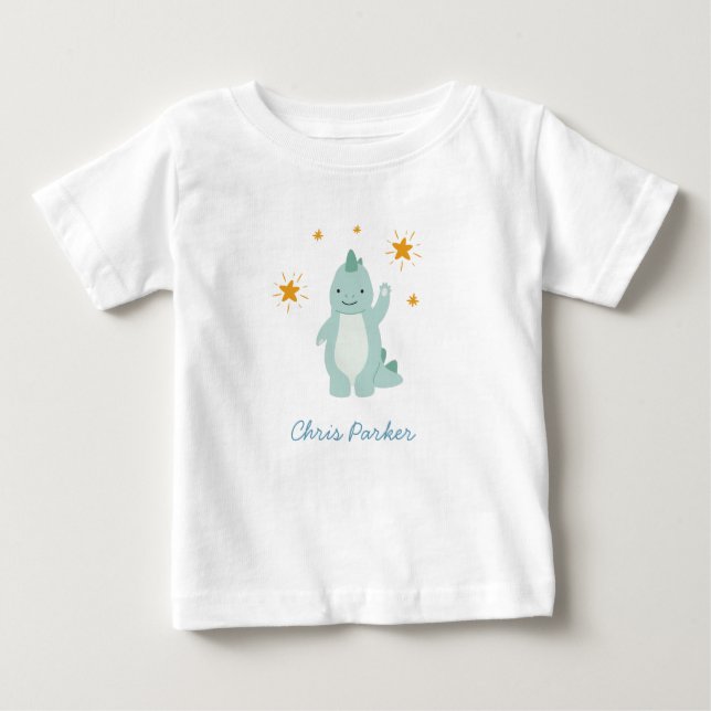 Camiseta De Bebé Blue Dinosaur Twinkle Star Boy (Anverso)
