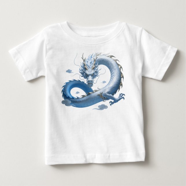 Camiseta De Bebé Blue Dragon Art | Mythical Fantasy Aesthetic | Ori (Anverso)