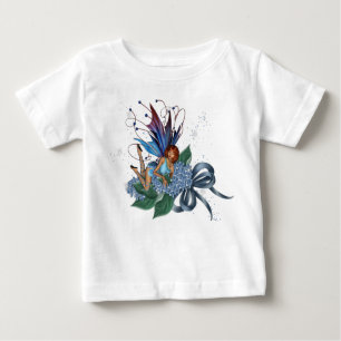Camiseta De Bebé Blue Fae on Blue Flowers Design 1