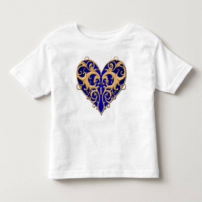 Camiseta De Bebé Blue Filigree Heart Shirt (Anverso)