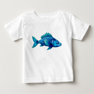 Camiseta De Bebé Blue Fish with Spiky Fins and Scales