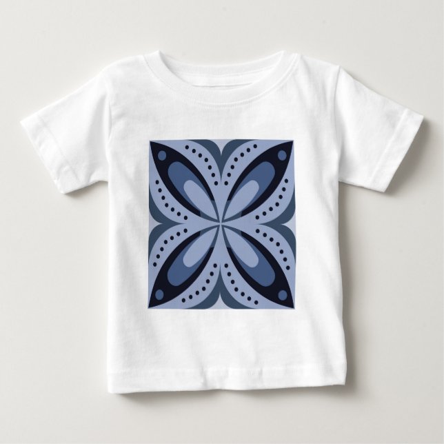 Camiseta De Bebé Blue Geometric Pattern Retro Style (Anverso)