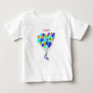 Camiseta De Bebé Blue Green Boy BALLOON Personalizado Un Cumpleaños