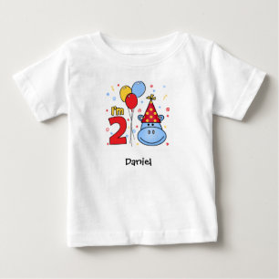 Camiseta De Bebé Blue Hippo Face 2º cumpleaños bebé camiseta