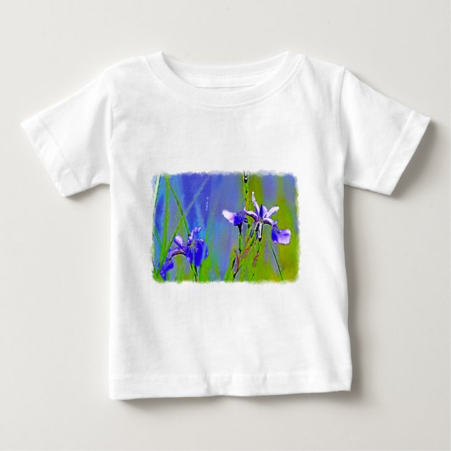 Camiseta De Bebé Blue Iris Garden Flores Florists Designer Art (Anverso)