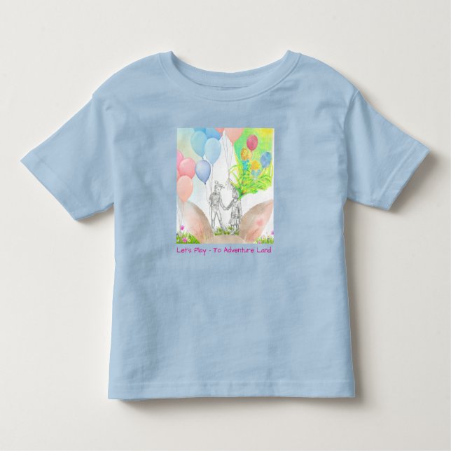 Camiseta De Bebé Blue Let's Play - To Adventure Land Tshirt (Anverso)
