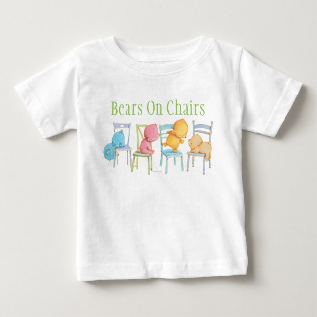 Camiseta De Bebé Blue, Pink, Yellow, and Brown Bears Play (Anverso)