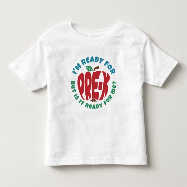 Camiseta De Bebé Blue Red Apple Funny Ready for Pre-K (Anverso)