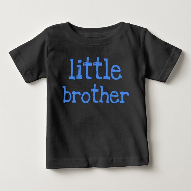 Camiseta De Bebé Blue Text Little Brother (Anverso)