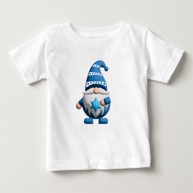 Camiseta De Bebé Blue White Gnome holding Star of David (Anverso)