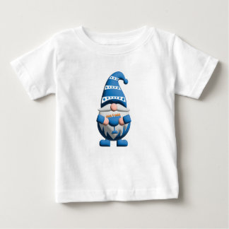 Camiseta De Bebé Blue White Hanukkah Gnome holding Menorah