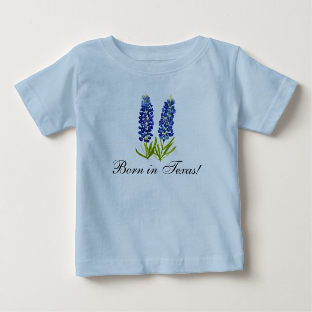 Camiseta De Bebé Bluebonnets acuarela Floral Boy Baby (Anverso)