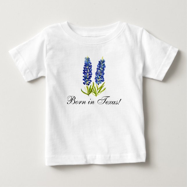 Camiseta De Bebé Bluebonnets acuarela Floral Boy Baby (Anverso)