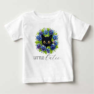Camiseta De Bebé Bluebonnets Gato Lindo Gato Texas acuarela Floral 