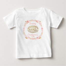 Camiseta De Bebé Blush Pink & Gold Floral Girl Baby Shower