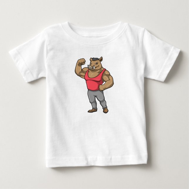 Camiseta De Bebé Boar Bodybuilder Músculos de Construcción de Cuerp (Anverso)