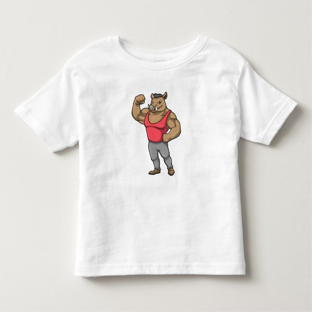 Camiseta De Bebé Boar Bodybuilder Músculos de Construcción de Cuerp (Anverso)
