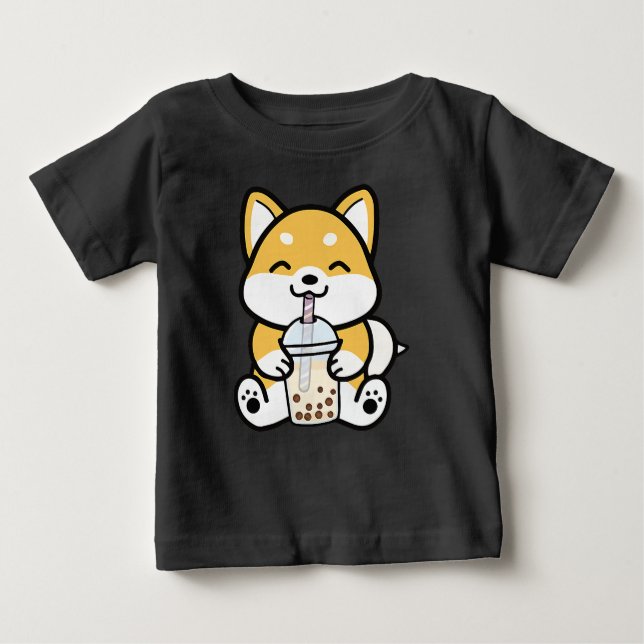 Camiseta De Bebé Boba Corgi | Té de leche | Corgi Lover (Anverso)