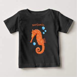 Camiseta De Bebé Bóbulas de caballito de mar naranja personalizado
