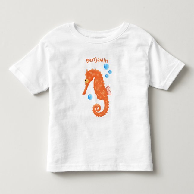 Camiseta De Bebé Bóbulas de caballito de mar naranja personalizado  (Anverso)