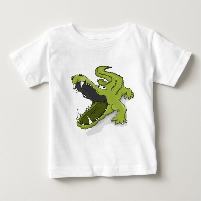 Camiseta De Bebé boca abierta de cocodrilo verde personalizado (Anverso)