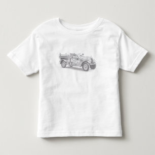 Camiseta De Bebé boceto de lápiz de camión de bomberos antiguo dibu
