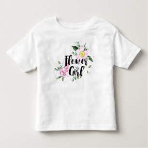 Camiseta De Bebé Boda de acuarela floral rosa de la chica floral
