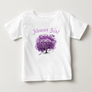 Camiseta De Bebé Boda de árbol de hojas de corazón púrpura radiante