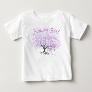 Camiseta De Bebé Boda de pájaro vintage del árbol de lavanda de hoj