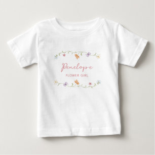Camiseta De Bebé Boda floral acuarela personalizada para niña de la