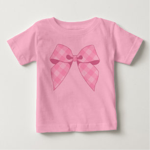 Camiseta De Bebé Body de bebé con lazo de gingham rosa y tutú rosa