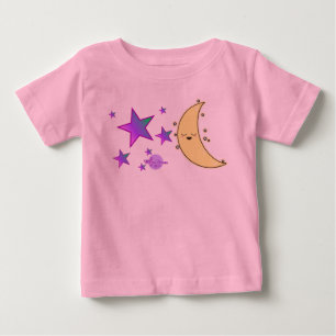 Camiseta De Bebé Body de Bebé con Tutú Rosa y Cara de Luna y Estrel