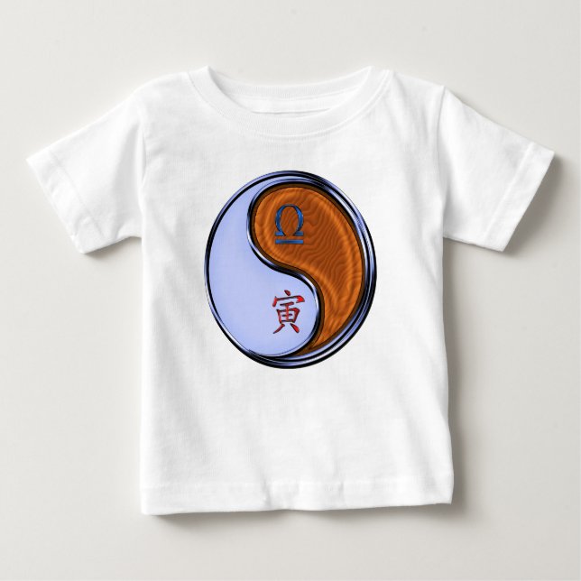 Camiseta De Bebé Body de bebé Libra y Tigre de Madera (Anverso)