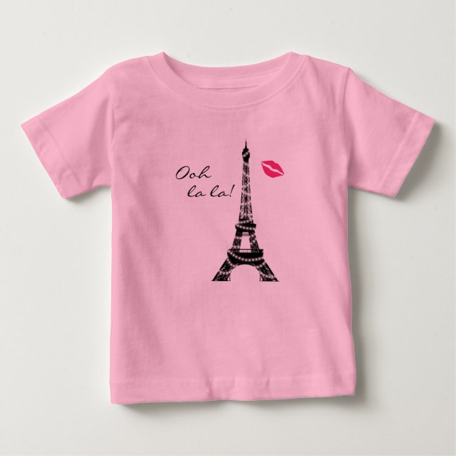 Camiseta De Bebé Body de Paris con Tutú que Brilla (Anverso)