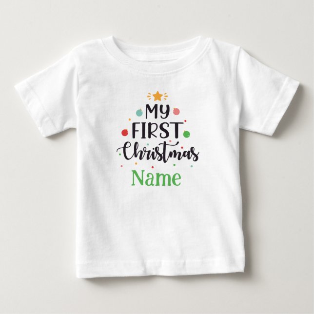 Camiseta De Bebé Body Personalizado Mi Primera Navidad Bebé Traje D (Anverso)