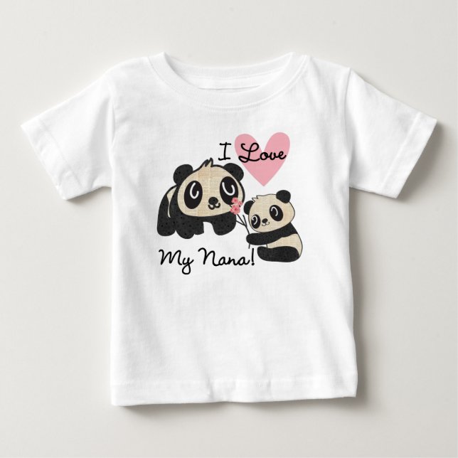 Camiseta De Bebé Bodysuit de Pandas Me encanta mi Nana Baby Tutu (Anverso)
