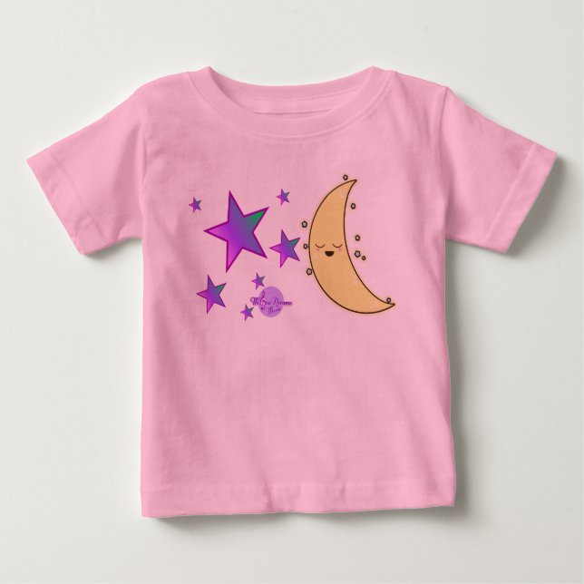 Camiseta De Bebé Bodysuit para bebé de tutú rosa con cara de luna y (Anverso)