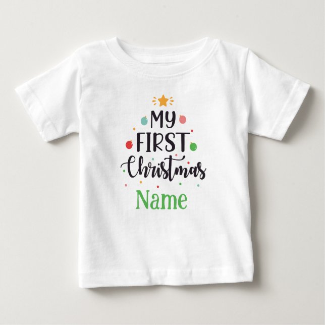 Camiseta De Bebé Bodysuit Personalizado Mi Primer Navidad Bebé Lind (Anverso)