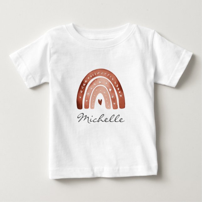Camiseta De Bebé Boho Acuarela Arcoíris Personalizado Lindo de Moda (Anverso)