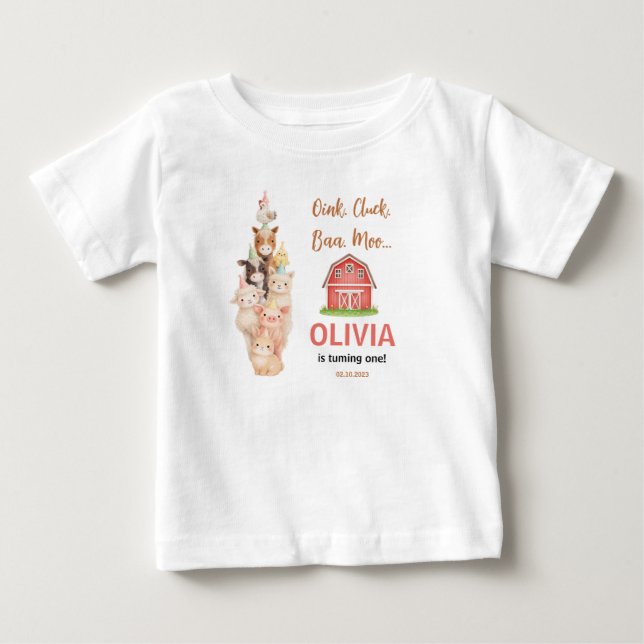 Camiseta De Bebé Boho Farm Animal 1st Birthday |Cute Rustic Barnyad (Anverso)