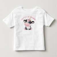 Boho Floral Cute Cow Primer cumpleaños Bebé Camise