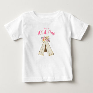 Camiseta De Bebé Boho Floral Tribal Teepee Wild Un primer cumpleaño