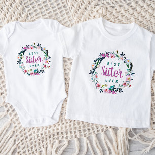 Camiseta De Bebé Boho Floral Wreath Mejor Hermana De La Historia