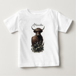 Camiseta De Bebé Boho Highland Cow