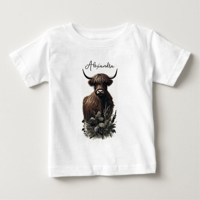 Camiseta De Bebé Boho Highland Cow (Anverso)